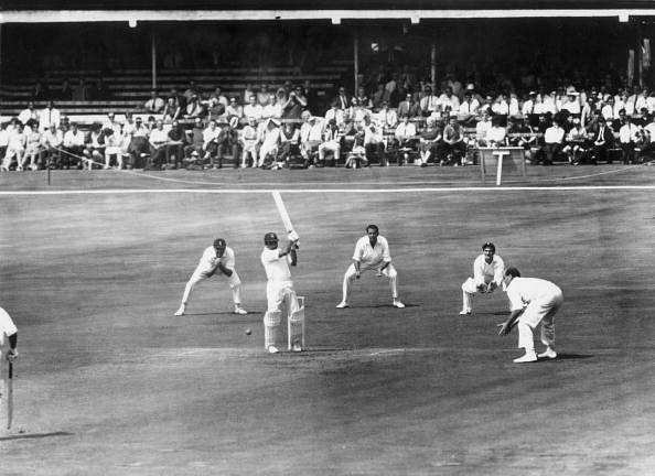 Hanif Mohammad with the bat during a Test match against England 